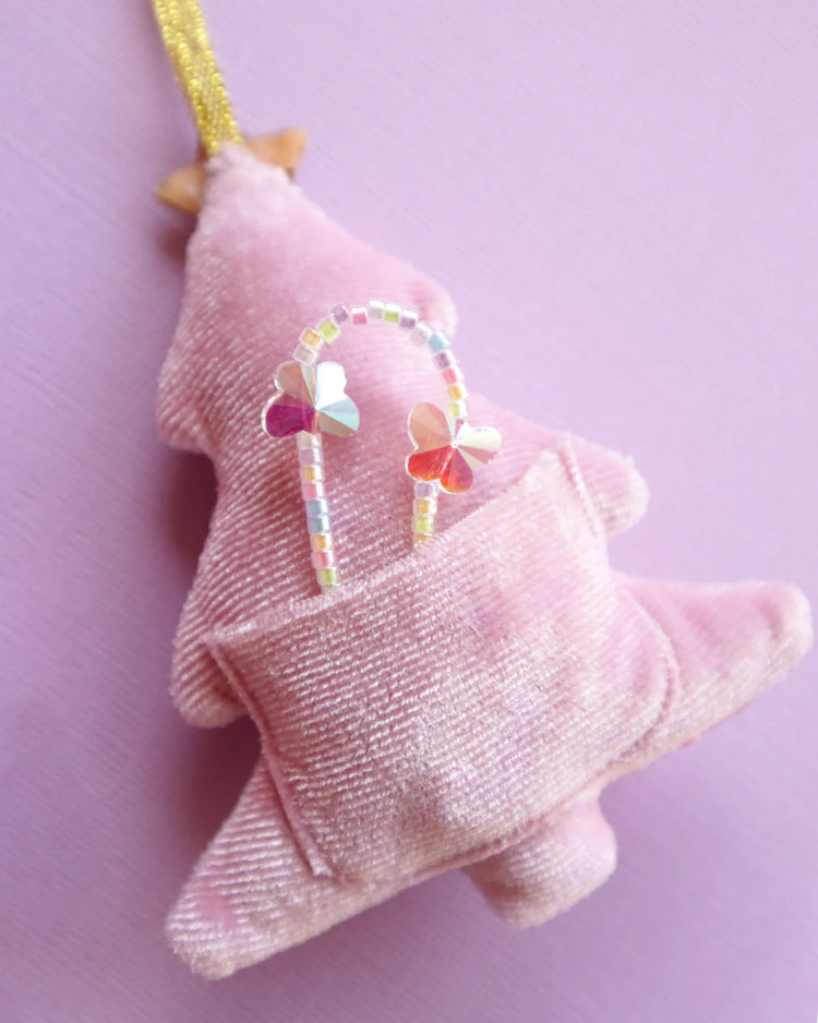 LAUREN HINKLEY | BEADED PINK SEQUIN CHRISTMAS TREE DECORATION / GIFT BAG
