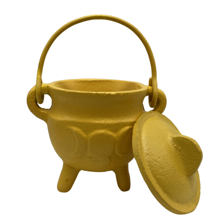 THE PLAYFUL COLLECTIVE | MINI TRIPLE MOON CAST IRON CAULDRON - YELLOW