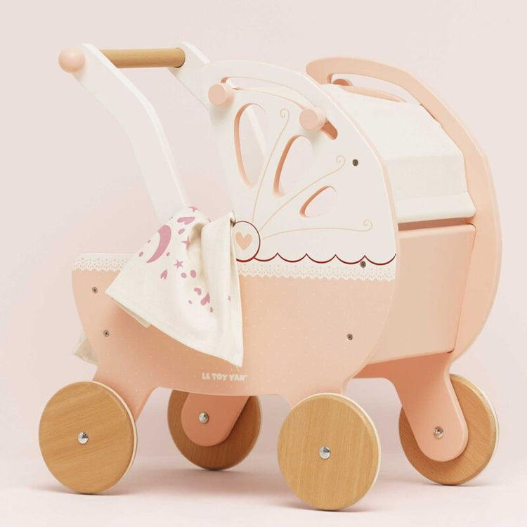 LE TOY VAN | RETRO WOODEN DOLL PRAM (PINK)