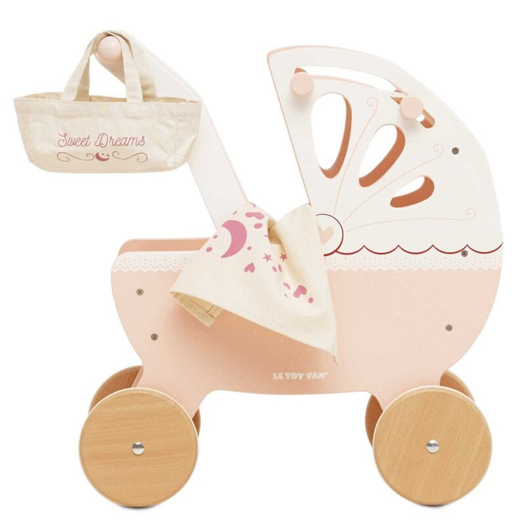 LE TOY VAN | RETRO WOODEN DOLL PRAM (PINK)