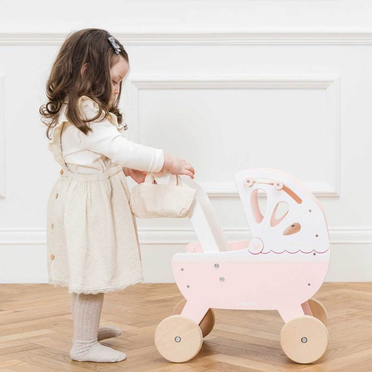 LE TOY VAN | RETRO WOODEN DOLL PRAM (PINK)