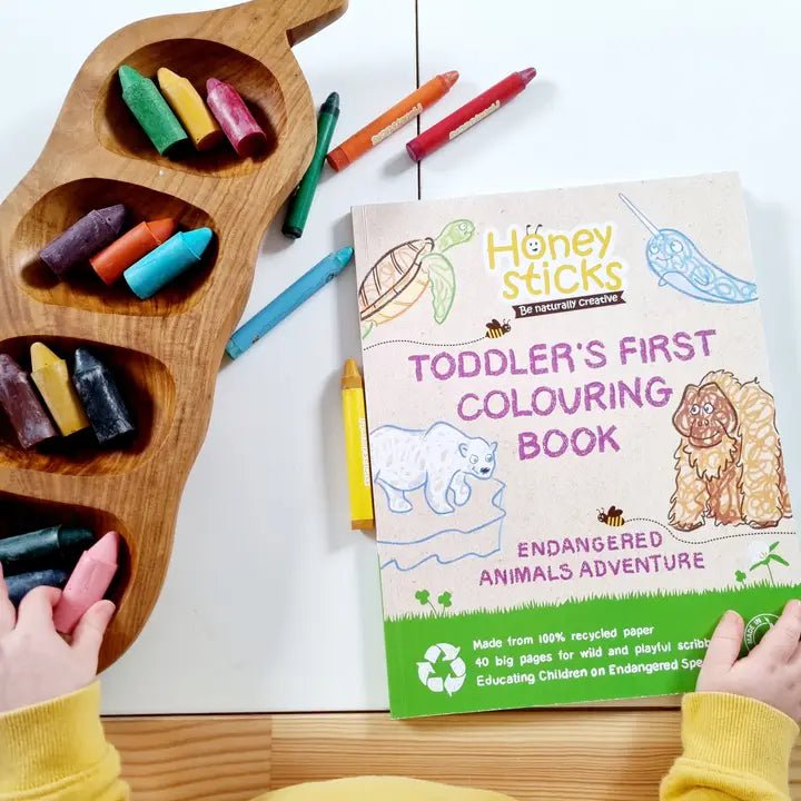HONEYSTICKS | TODDLER'S FIRST COLOURING BOOK - ENDANGERED SPECIES *PRE - ORDER* by HONEYSTICKS - The Playful Collective