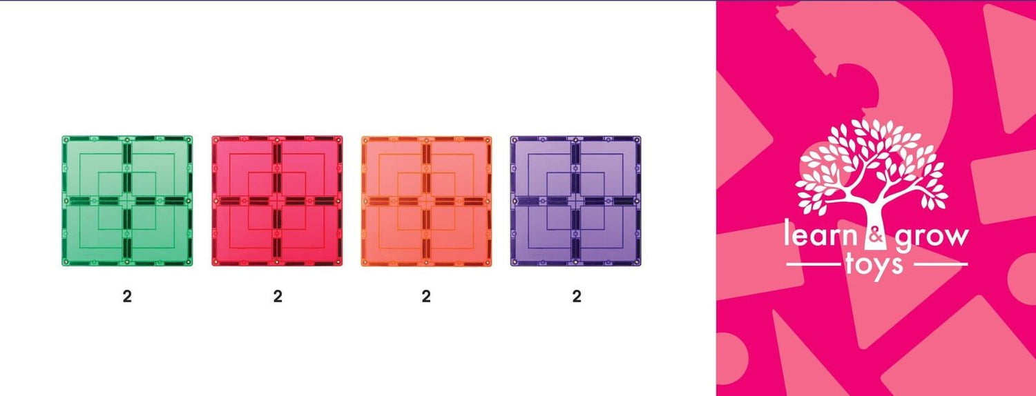 LEARN & GROW | MAGNETIC TILES - LARGE SQUARE 8 PIECE PACK (NEW DESIGN) *PRE-ORDER* by LEARN & GROW TOYS - The Playful Collective