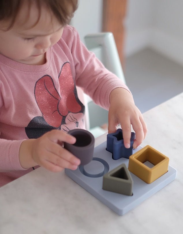 LIVING TEXTILES | SILICONE SHAPE PUZZLE - STEEL BLUE by LIVING TEXTILES - The Playful Collective