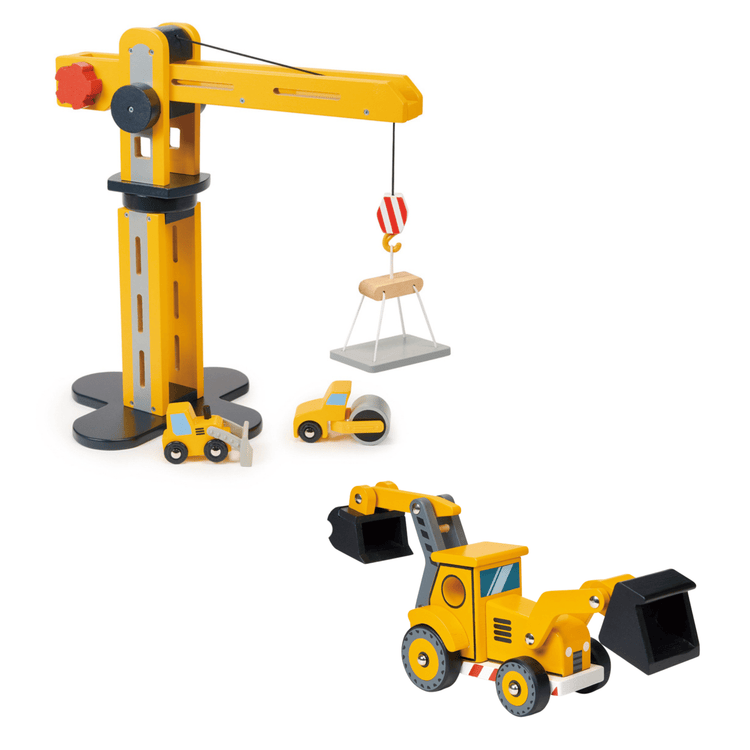 MENTARI | BIG YELLOW CRANE & BACKHOE BUNDLE by MENTARI - The Playful Collective