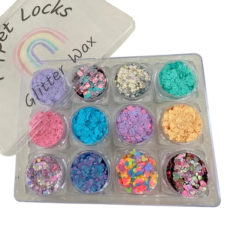 POPPET LOCKS | PASTEL GLITTER / BALM WAX SET - PACK OF 12 COLOURS by POPPET LOCKS - The Playful Collective