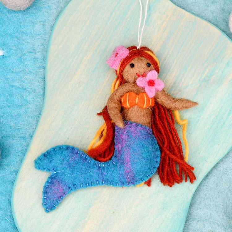 TARA TREASURES | FELT CORAL MERMAID HANGING - BLUE TAIL *PRE-ORDER* by TARA TREASURES - The Playful Collective