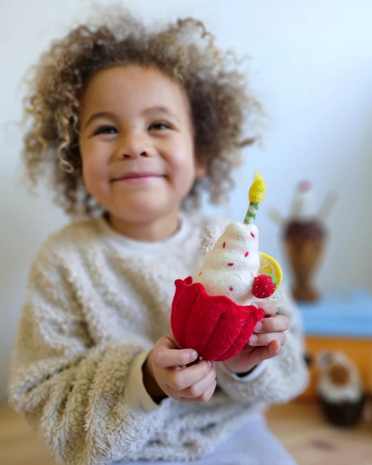 TARA TREASURES | FELT GIANT CUPCAKE - STRAWBERRY WITH CANDLE by TARA TREASURES - The Playful Collective