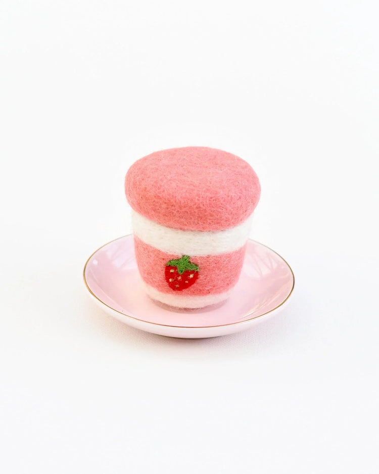 TARA TREASURES | FELT STRAWBERRY YOGHURT BOTTLE *PRE-ORDER* by TARA TREASURES - The Playful Collective