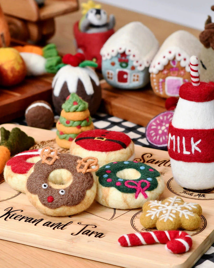 TARA TREASURES | MAGICAL CHRISTMAS PLAY FOOD SET - SANTA'S MILK AND 4 CHRISTMAS DONUTS by TARA TREASURES - The Playful Collective