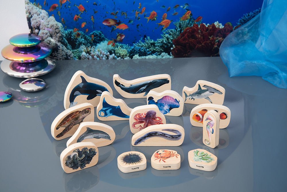 TICKIT | WOODEN SEA LIFE BLOCKS - 15PCS by TICKIT - The Playful Collective