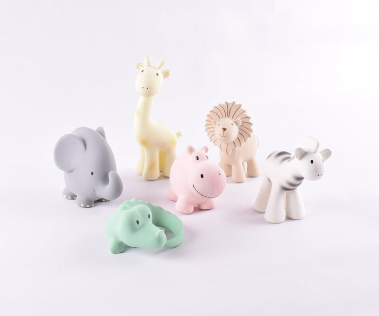 TIKIRI | NATURAL RUBBER BABY RATTLE & BATH TOY SET - MY FIRST ZOO ANIMALS by TIKIRI - The Playful Collective