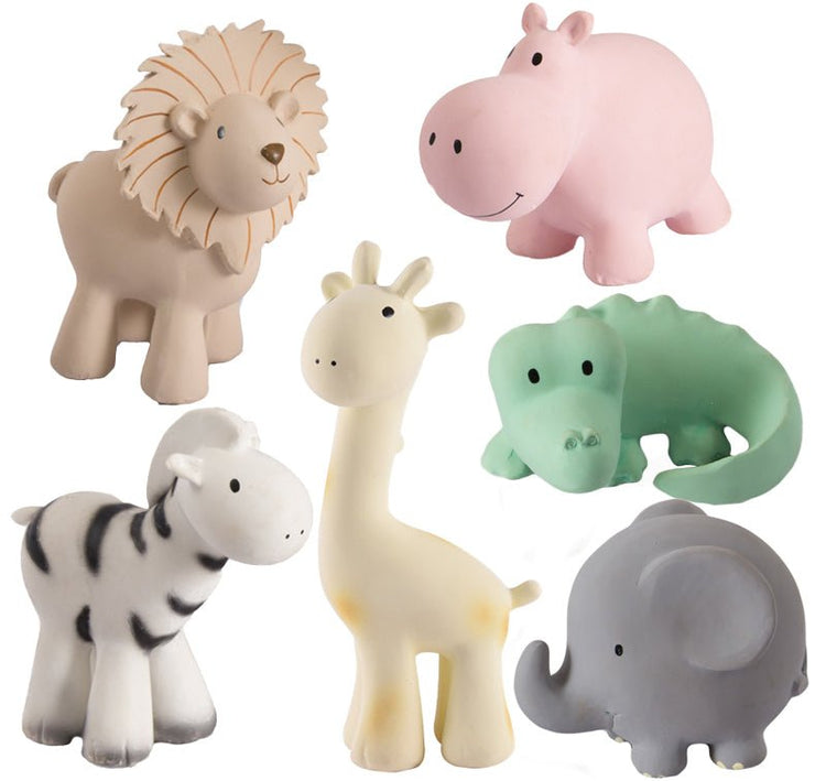 TIKIRI | NATURAL RUBBER BABY RATTLE & BATH TOY SET - MY FIRST ZOO ANIMALS by TIKIRI - The Playful Collective
