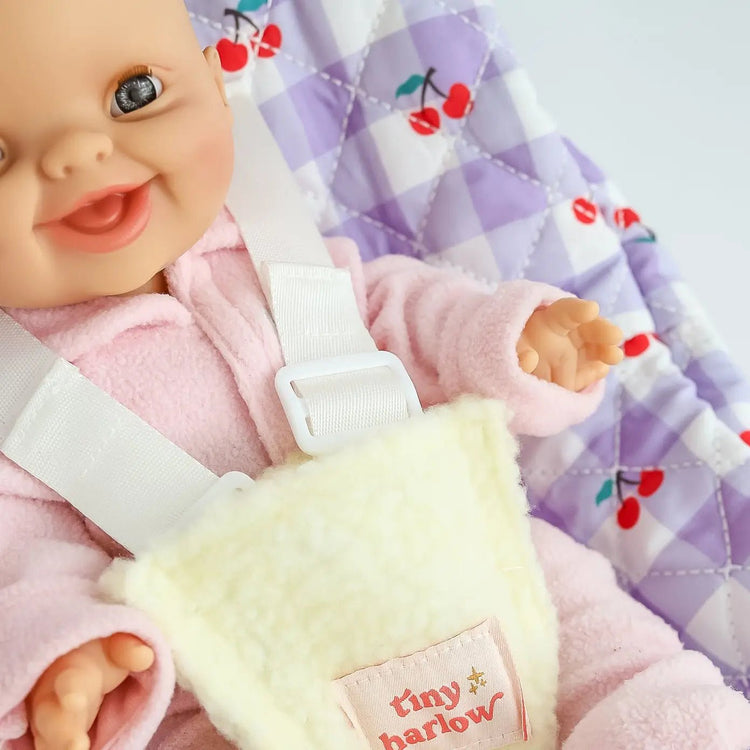 TINY HARLOW | DOLL CAR SEAT / CAPSULE - LILAC CHERRY GINGHAM by TINY HARLOW - The Playful Collective