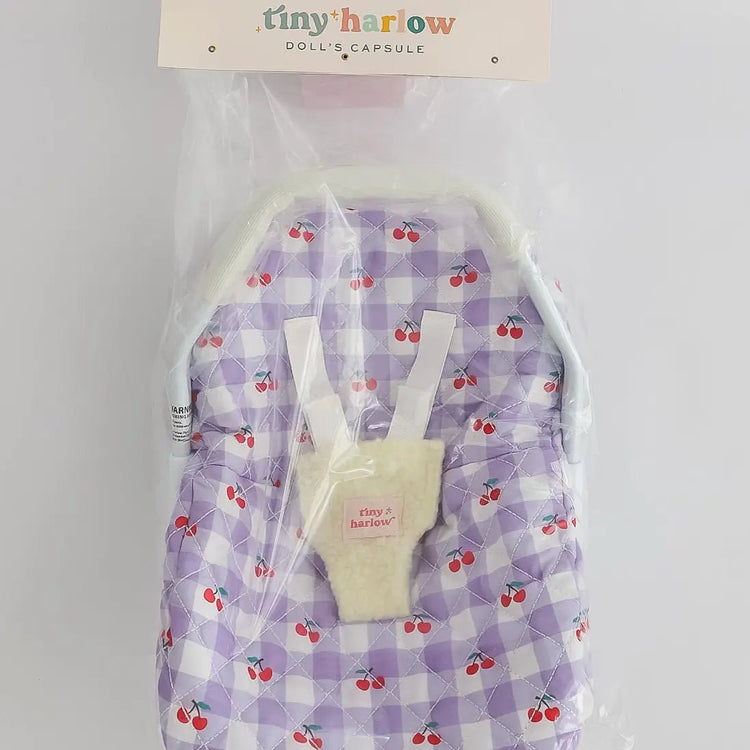 TINY HARLOW | DOLL CAR SEAT / CAPSULE - LILAC CHERRY GINGHAM by TINY HARLOW - The Playful Collective