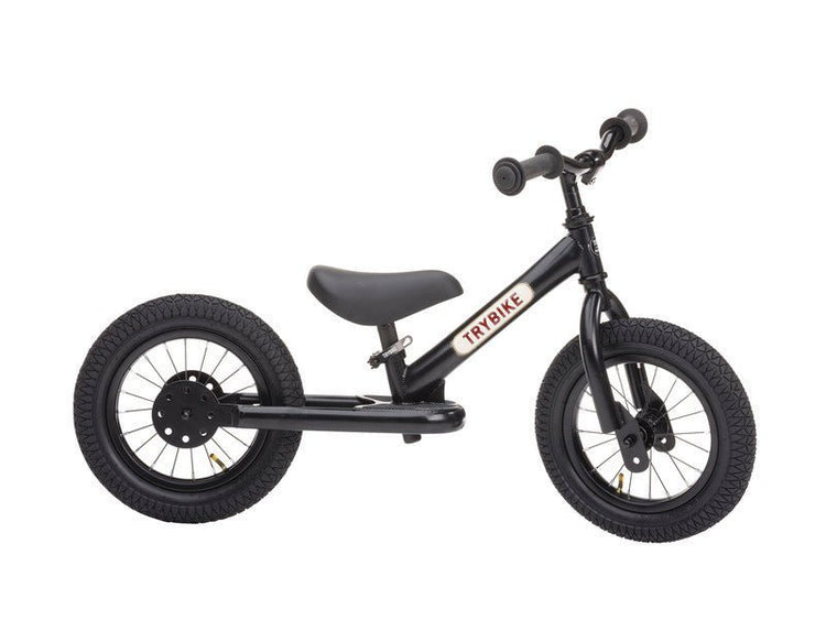 TRYBIKE | STEEL 2-IN-1 TRICYCLE & BALANCE BIKE - BLACK WITH HANDLEBAR BASKET by TRYBIKE - The Playful Collective
