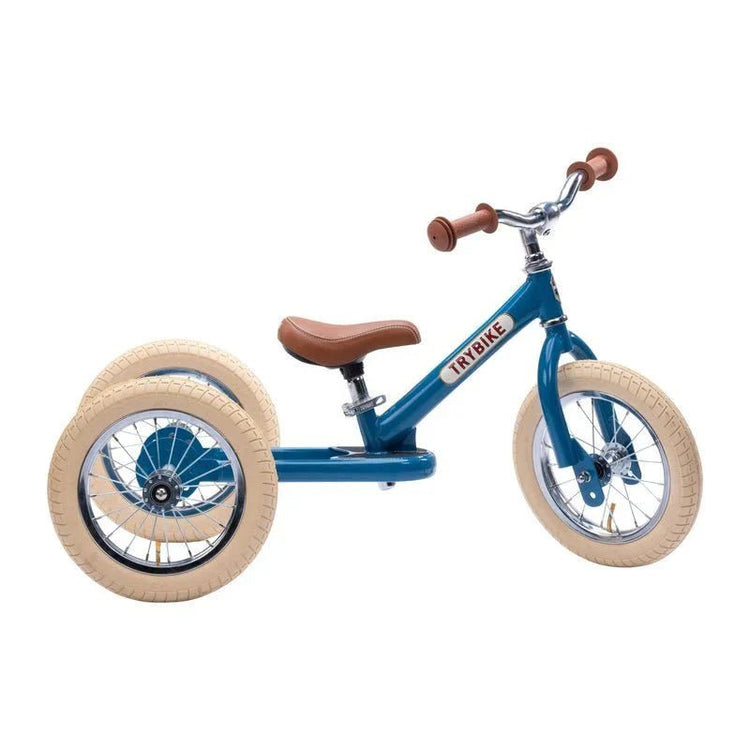 TRYBIKE | STEEL 2-IN-1 TRICYCLE & BALANCE BIKE - BLUE WITH HANDLEBAR BASKET by TRYBIKE - The Playful Collective