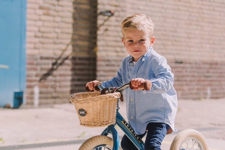 TRYBIKE | STEEL 2-IN-1 TRICYCLE & BALANCE BIKE - BLUE WITH HANDLEBAR BASKET by TRYBIKE - The Playful Collective