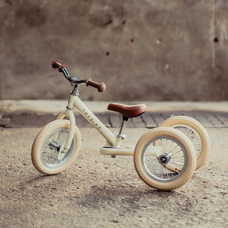 TRYBIKE | STEEL 2-IN-1 TRICYCLE & BALANCE BIKE - CREAM WITH HANDLEBAR BAG *NEW - PRE-ORDER NOW!* by TRYBIKE - The Playful Collective