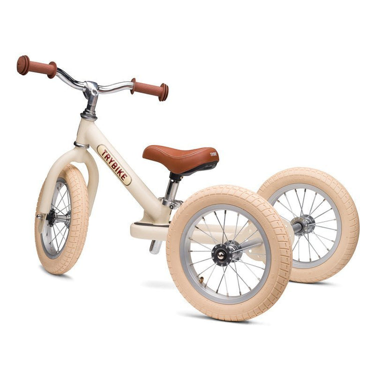 TRYBIKE | STEEL 2-IN-1 TRICYCLE & BALANCE BIKE - CREAM WITH HANDLEBAR BASKET *NEW - PRE-ORDER NOW!* by TRYBIKE - The Playful Collective