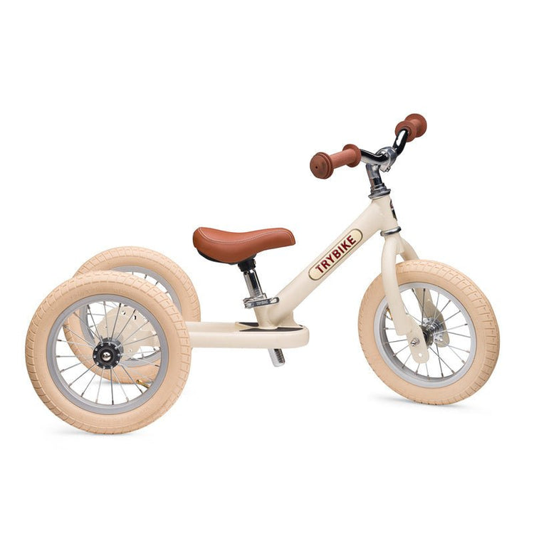 TRYBIKE | STEEL 2-IN-1 TRICYCLE & BALANCE BIKE - CREAM WITH HANDLEBAR BASKET *NEW - PRE-ORDER NOW!* by TRYBIKE - The Playful Collective