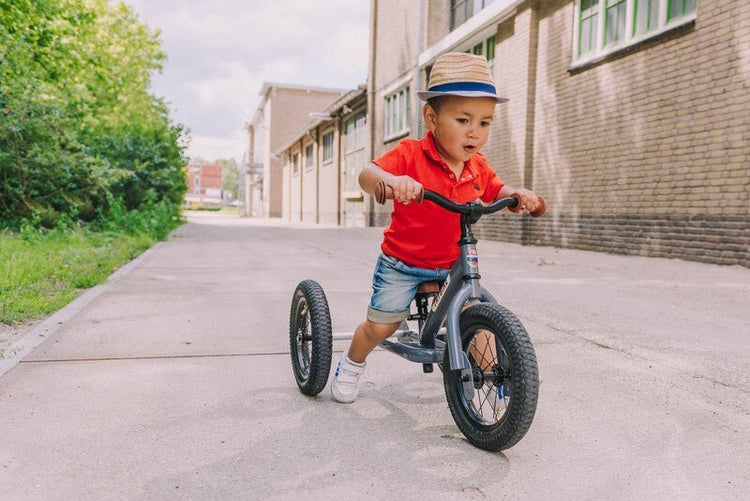 TRYBIKE | STEEL 2-IN-1 TRICYCLE & BALANCE BIKE - GREY WITH HANDLEBAR BASKET by TRYBIKE - The Playful Collective