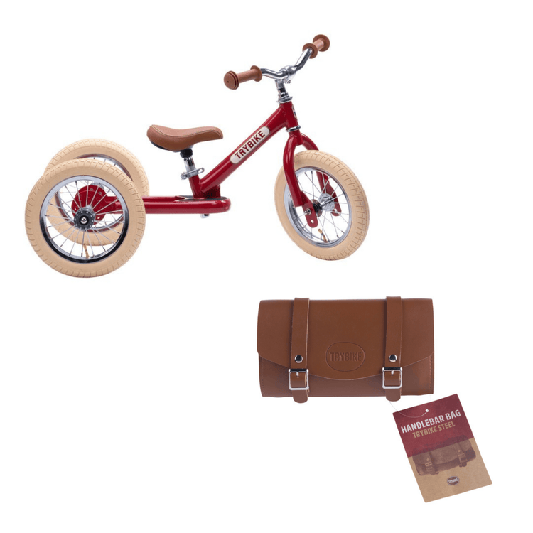 TRYBIKE | STEEL 2-IN-1 TRICYCLE & BALANCE BIKE - RED WITH HANDLEBAR BAG *NEW - PRE-ORDER NOW!* by TRYBIKE - The Playful Collective