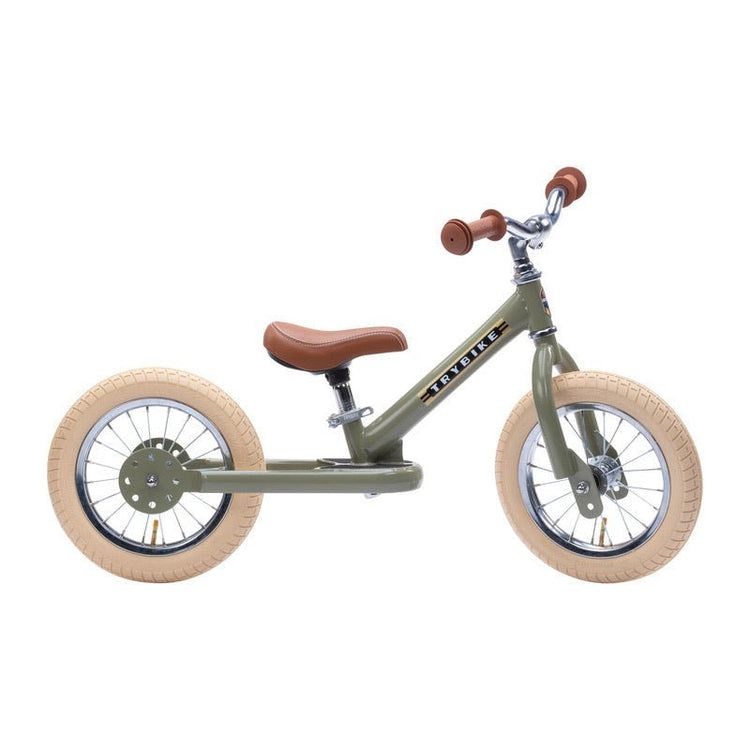 TRYBIKE | STEEL 2-IN-1 TRICYCLE & BALANCE BIKE - VINTAGE GREEN WITH HANDLEBAR BAG *NEW - PRE-ORDER NOW!* by TRYBIKE - The Playful Collective