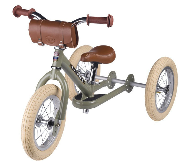 TRYBIKE | STEEL 2-IN-1 TRICYCLE & BALANCE BIKE - VINTAGE GREEN WITH HANDLEBAR BAG *NEW - PRE-ORDER NOW!* by TRYBIKE - The Playful Collective