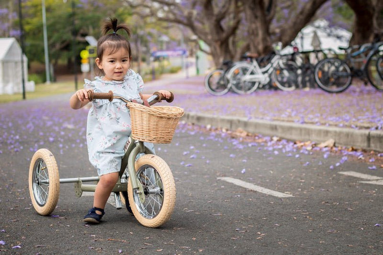 TRYBIKE | STEEL 2-IN-1 TRICYCLE & BALANCE BIKE - VINTAGE GREEN WITH HANDLEBAR BAG *NEW - PRE-ORDER NOW!* by TRYBIKE - The Playful Collective
