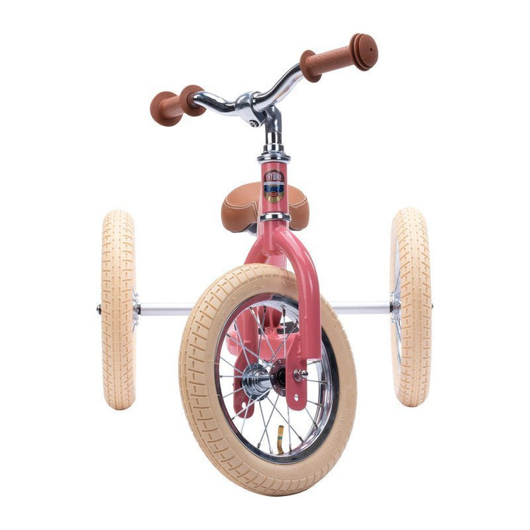 TRYBIKE | STEEL 2-IN-1 TRICYCLE & BALANCE BIKE - VINTAGE PINK WITH HANDLEBAR BASKET by TRYBIKE - The Playful Collective