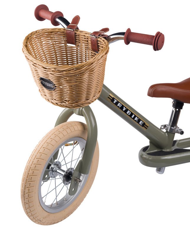 TRYBIKE | STEEL 2-IN-1 TRICYCLE & BALANCE BIKE - VINTAGE PINK WITH HANDLEBAR BASKET by TRYBIKE - The Playful Collective