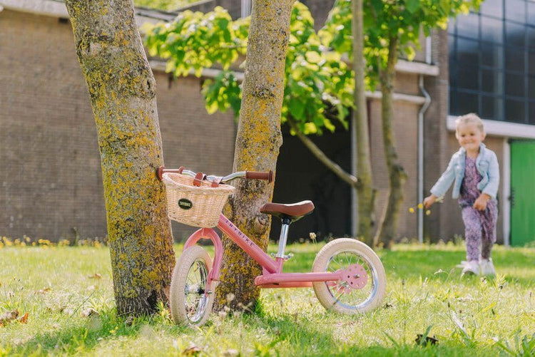 TRYBIKE | STEEL 2-IN-1 TRICYCLE & BALANCE BIKE - VINTAGE PINK WITH HANDLEBAR BASKET by TRYBIKE - The Playful Collective