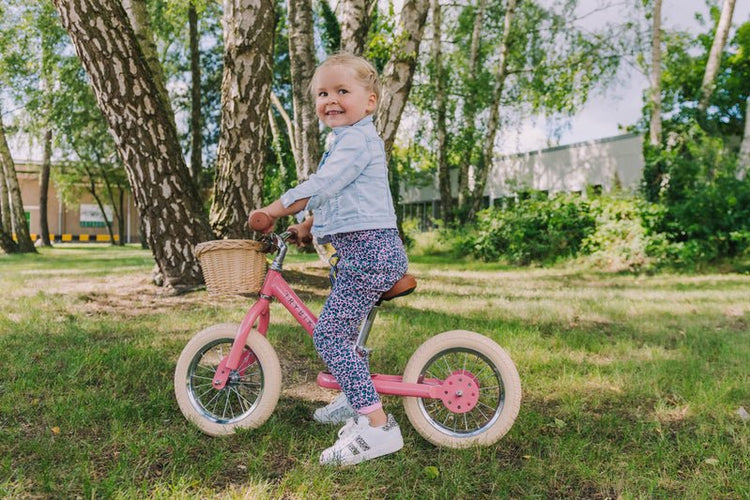 TRYBIKE | STEEL 2-IN-1 TRICYCLE & BALANCE BIKE - VINTAGE PINK WITH HANDLEBAR BASKET by TRYBIKE - The Playful Collective