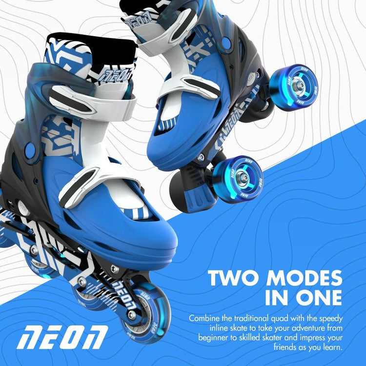 YVOLUTION | KIDS NEON COMBO SKATES (SIZE 3 - 6) - GOTEKI BLUE SKATES ONLY by YVOLUTION - The Playful Collective