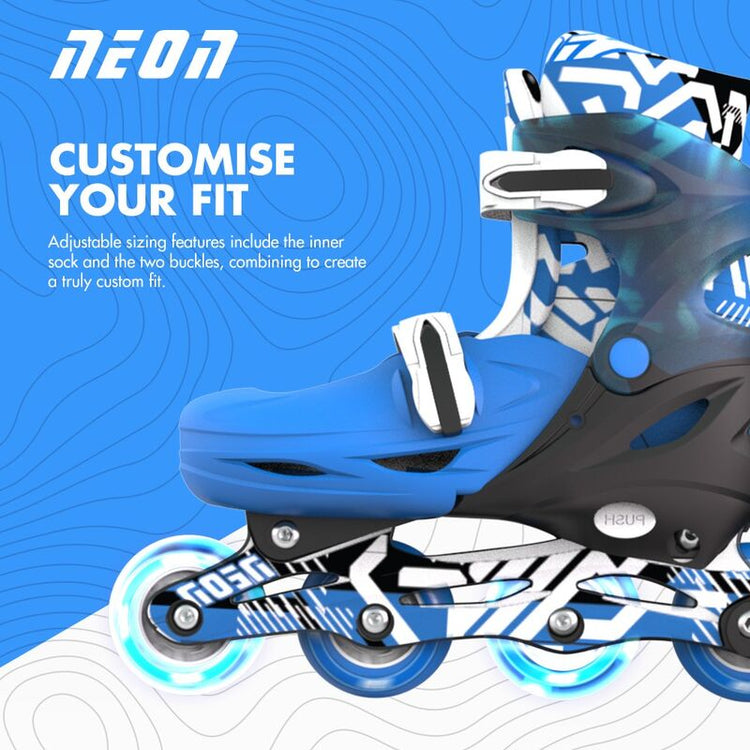YVOLUTION | KIDS NEON COMBO SKATES (SIZE 3 - 6) - GOTEKI BLUE SKATES ONLY by YVOLUTION - The Playful Collective