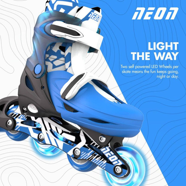 YVOLUTION | KIDS NEON COMBO SKATES (SIZE 3 - 6) - GOTEKI BLUE SKATES ONLY by YVOLUTION - The Playful Collective