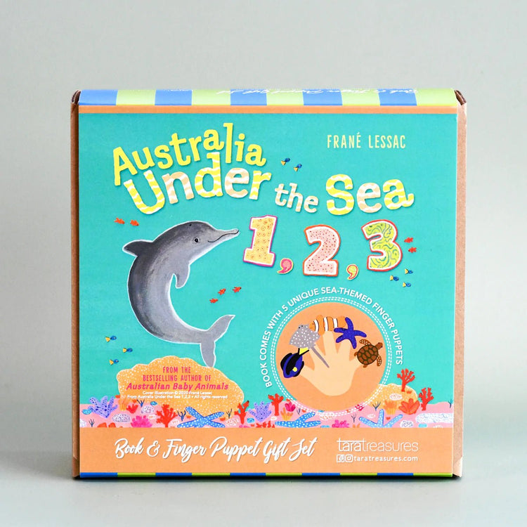 AUSTRALIAN UNDER THE SEA 1, 2, 3 BY FRANÉ LESSAC - BOOK & FINGER PUPPET SET by TARA TREASURES - The Playful Collective