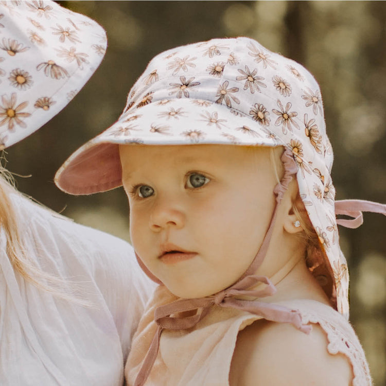 BABY REVERSIBLE FLAP SUN HAT - PAIGE/ROSA 0-3 mth / 38 - 42cm / XXS by BEDHEAD HATS - The Playful Collective