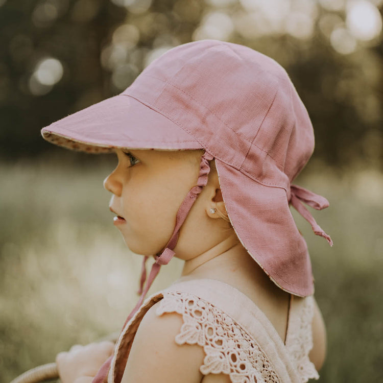 BABY REVERSIBLE FLAP SUN HAT - PAIGE/ROSA 0-3 mth / 38 - 42cm / XXS by BEDHEAD HATS - The Playful Collective