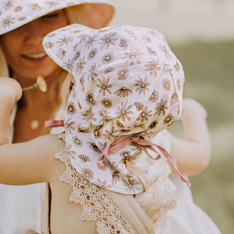 BABY REVERSIBLE FLAP SUN HAT - PAIGE/ROSA 0-3 mth / 38 - 42cm / XXS by BEDHEAD HATS - The Playful Collective