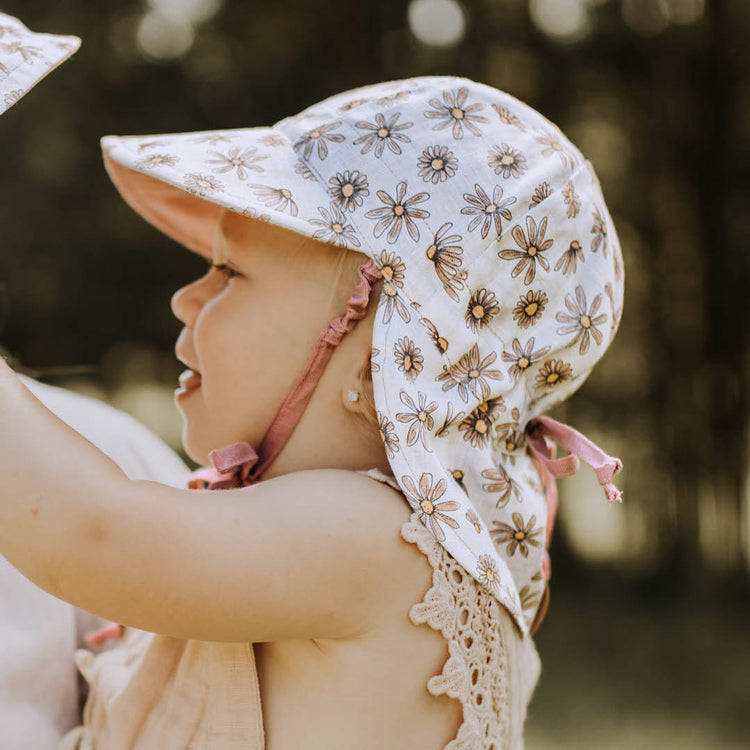 BABY REVERSIBLE FLAP SUN HAT - PAIGE/ROSA 0-3 mth / 38 - 42cm / XXS by BEDHEAD HATS - The Playful Collective