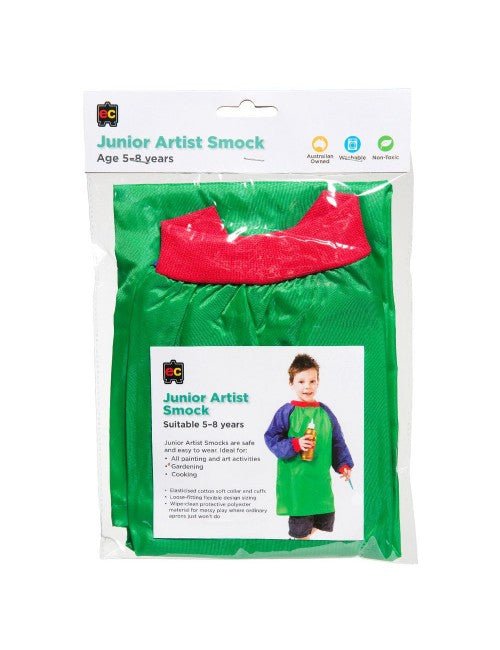 EDUCATIONAL COLOURS | JUNIOR SMOCK - LONG SLEEVE (VARIOUS COLOURS, AGES 5-8) Green by EDUCATIONAL COLOURS - The Playful Collective