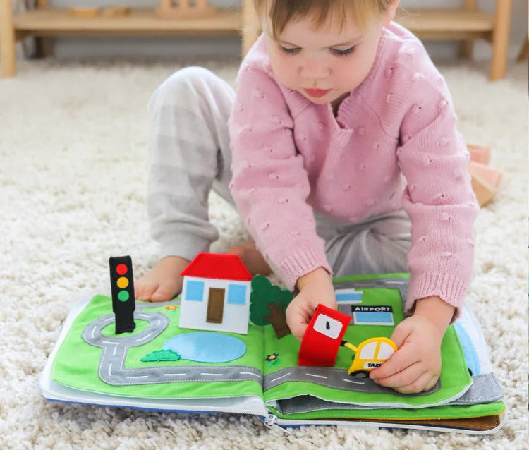 FABRIC QUIET ACTIVITY BOOK - AWAY WE GO by CURIOUS COLUMBUS - The Playful Collective