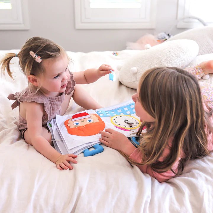 FABRIC QUIET ACTIVITY BOOK - MY BIG DAY (BLUE COVER) by CURIOUS COLUMBUS - The Playful Collective
