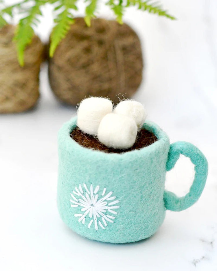 FELT HOT CHOCOLATE CACAO WITH MARSHMALLOWS (BLUE MUG) by TARA TREASURES - The Playful Collective