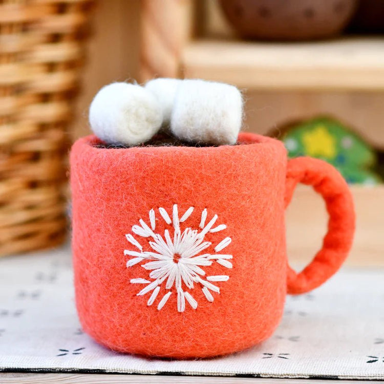FELT HOT CHOCOLATE CACAO WITH MARSHMALLOWS (RED MUG) by TARA TREASURES - The Playful Collective
