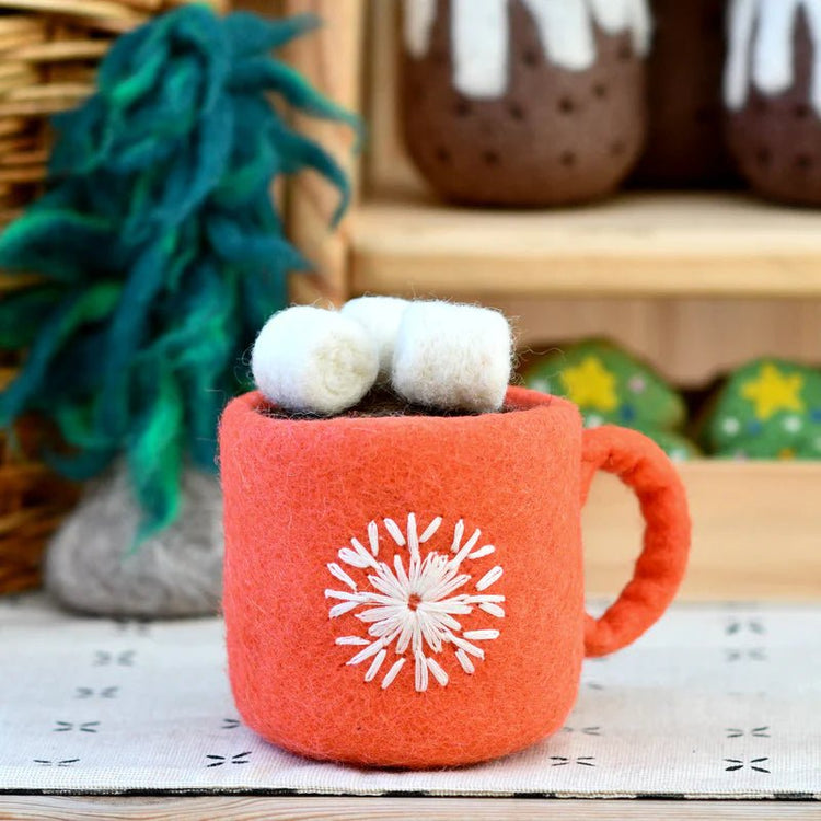 FELT HOT CHOCOLATE CACAO WITH MARSHMALLOWS (RED MUG) by TARA TREASURES - The Playful Collective