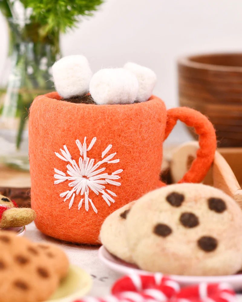 FELT HOT CHOCOLATE CACAO WITH MARSHMALLOWS (RED MUG) by TARA TREASURES - The Playful Collective