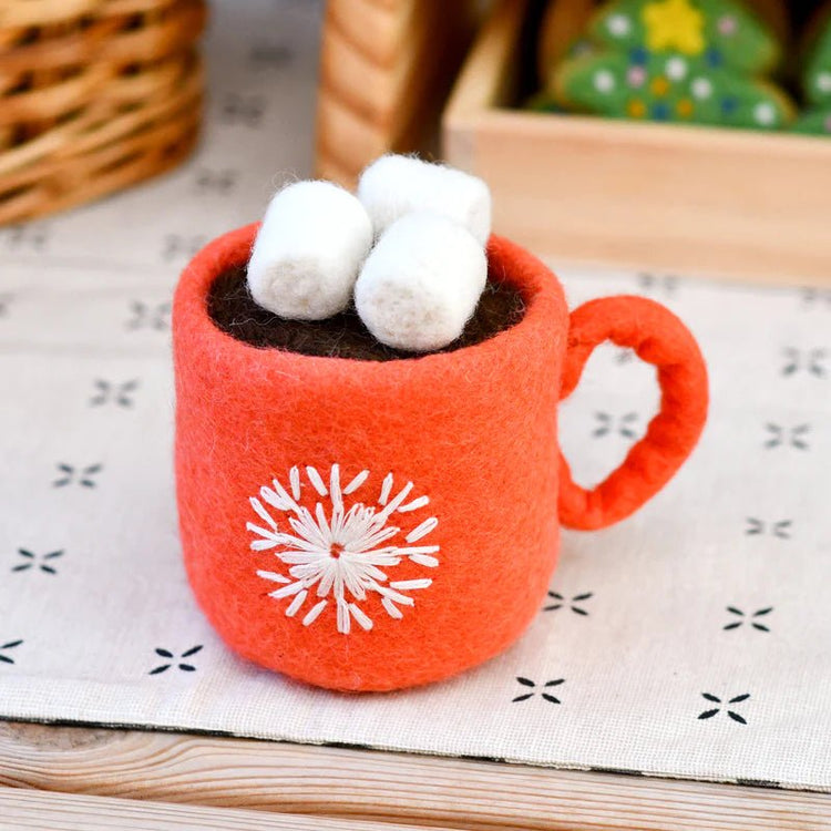 FELT HOT CHOCOLATE CACAO WITH MARSHMALLOWS (RED MUG) by TARA TREASURES - The Playful Collective